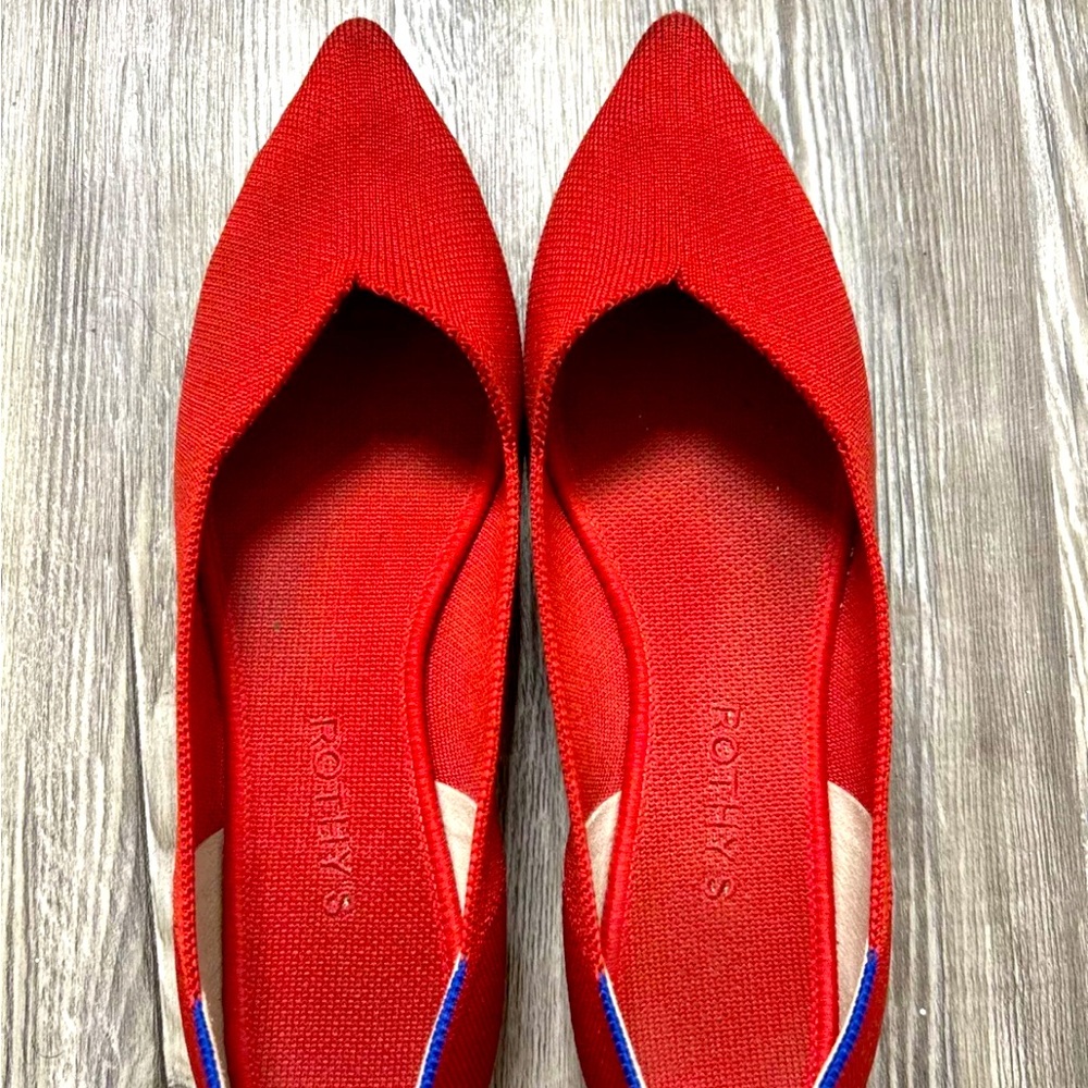 Rothys The Point Original Slip-On Flats Size 10 Women, Red, PREOWNED
